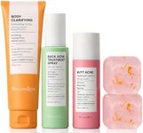 BellamiLuxx 4-Step Body Acne Clarifying Routine, with Soap Bar, Body Scrub, Back Acne Spray & Butt Acne Lotion for Breakouts, Bumps and Rough Texture, Men & Women