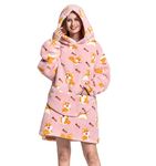 Blanket Hoodie, Oversized Wearable Sweatshirt Blankets Soft Hug Plush with Front Pocket, Cozy Warm Giant Hooded Snuggle Sweater for Adults Women Men