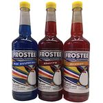 Snow Cone Syrup Shaved Ice Bottles (3-Pack) | Blue Raspberry, Orange and Cherry | 3 X 1 Liter Bottles | Makes up to 96 Snow Cones.