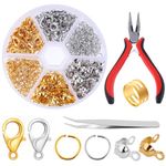 simarro 460 Pcs Lobster Clasps Set, Lobster Clasps for Jewelry Making with Closed Jump Rings Pliers Tweezers, Metal Closures Clasps for DIY Craft Bracelet Necklace Ankle Making (Gold Silver)