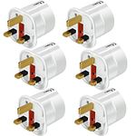 VGUARD European to UK Adapter- 6 Pack Plug Adaptor EU to UK Plug Adapter 2 Pin Plug Adaptor to 3 Pin for Travel Converter from France, Italy, Spain, Germany to UK- White