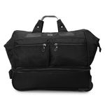 Swiss Military Duffle Trolley Bag, Travel Bags for Luggage, Cabin Luggage|Two Spacious Compartments, Duffle Bag with Premium Nylon Material, Ergonomic Wheels, Trolley Bag, 45 cms, 47 L, Black, 1