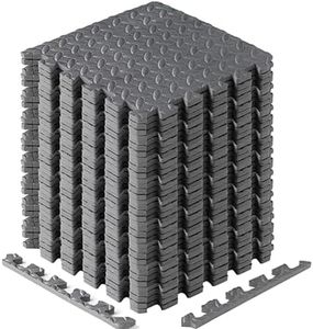 Yes4All Interlocking Exercise Foam Mats with Border – Interlocking Floor Mats for Gym Equipment – Eva Interlocking Floor Tiles J. 36 Square Feet (36 Tiles) – Grey (Gray)