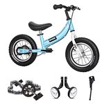 Balance Bike 2 in 1 for Kids 2 3 4 5 6 7 Years Old,Balance to Pedals Bike,12 14 16 inch Kids Bike,with Pedal kit,Training Wheels,Brakes (16 inch, Blue)