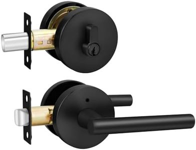 Haidms Black Exterior Door Lock Set with Deadbolt, Matte Black Front Door Handle and Deadbolt Set, Keyed Alike Entry Door Locksets, Heavy Duty Zinc-alloyed Front Door Lock Set (1 Pack)