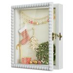 Love-KANKEI Shadow Box Frame 8x10,Wood Deep Shadow Box Display Case with Unique Beads Door and Glass Window, Memory Box for Pictures,Medals,Memorabilia,Collections White