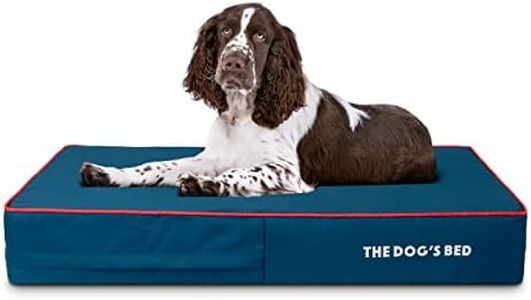 The Dog’s Bed Orthopedic Memory Foam Dog Bed, Large Blue/Red 40x25, Pain Relief for Arthritis, Hip & Elbow Dysplasia, Post Surgery, Lameness, Supportive, Calming, Waterproof Washable Cover