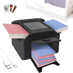 Adehoei M1 Smart Automatic Card Shuffler 1-2 Decks, 2000mAh Rechargeable Built-in Battery, Quiet Electric Shuffling Machine for Poker,Standard & Japanese Sleeved Cards (Black)