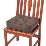 HOMESCAPES Brown Dining Chair Booster Cushion Large Firm 40cm Square Seat Pad with Supportive 10cm Thick Lift Soft Chocolate Faux Suede Cushion For The Elderly, Post-Operative and Pregnancy