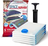 Spacesaver Premium Vacuum Storage Bags. 80% More Storage! Hand-Pump for Travel! Double-Zip Seal and Triple Seal Valve! Vacuum Sealer Bags for Comforters, Blankets, Bedding, Clothing! (Small 5 Pack)