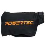 POWERTEC Miter Saw Dust Collector Bag for 10", 12" Miter Saw, Fits Nominal 2-1/2" Dust Ports, Hook and Loop Dust Bag w/Zipper and Wired Adjustable Stand for Belt Sander (75075)