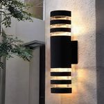 Outdoor Wall Light, LED Up&Down Porch Lights 3000K Warm White Outdoor Modern Wall Sconce Aluminum Porch & Patio Lights Exterior Light Fixture for House Garden Backyard Garage