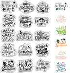 CRASPIRE Words Clear Stamps Happy Birthday Different Holiday Wishes Merry Christmas Reusable Retro Transparent Silicone Stamp Seals for Journaling Card Making Photo Album Decorative DIY