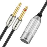 J&D Dual 1/4" to XLR, XLR Male to Dual 6.35mm TS Mono Plug Microphone Cables, Gold-Plated Connector Stereo Microphone Audio Converter Cables and XLR Y Splitter Cable, 1 Meter