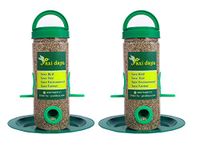 PAXI DAYA Window Bird Feeder Plastic Material Green Color Food Small and Medium Birds Pack of 2