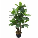 Requena Artificial Tree with Lifelike Leaves, Realistic Plant in Black Plastic Pot, 90cm Tall, Perfect for Home or Office Decoration, OAK3127