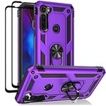 Androgate Moto G Stylus (2020) Case, Moto G Pro (2020) Case, with Tempered Glass Screen Protectors, Ring Kickstand Car Mount Shockproof Cover Case for Motorola Moto G Stylus/Pro, Purple