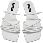 GORGLITTER Women's Sandals Dressy Flat Cross Strap Cute Slip on Summer Slide Wedding Shoes White CN36