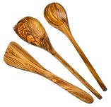 Cleminson® Handcrafted Olive Wood Utensils 3 Piece Set – Wooden Spatula, Spoon & Sauce Spoon with Corner or 3-Piece Set (3-Piece Set)