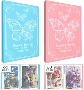 ZYNERY 2 Pack A3 Diamond Painting Storage Book, 60 Pages Art Portfolio Diamond Art Storage Large Art Folder - Suitable for 12x16 inch Diamond Painting (Pink + Blue) (H-SG-HG051-03)