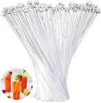 200 Pieces Ball Head Stirrer Disposible Plastic Round Top Crystal Swizzle Sticks, Crystal Cake Pops, Cocktail Coffee Drink Stirrers (Clear)