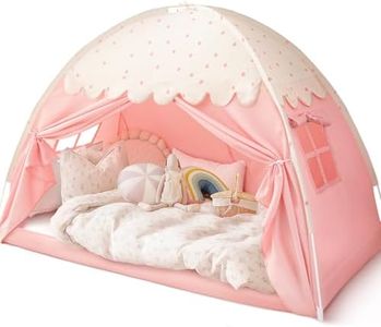 Twin Bed Canopy Tent, Canopy on Bed Privacy Space Sleeping Blackout Tents Bunk Bed Tent Twin Size (Pink)