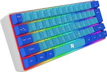 ROCK POW 60% Wired Gaming Keyboard, RGB Ultra-Compact Mini Keyboard, Waterproof Mechanical Feeling Small Keyboard for PC/Mac Gamer, Typist, Travel, Easy to Carry on Business Trip (White-Blue)