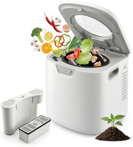 NutriChef 4 Quart Electric Kitchen Composter | Smart Countertop Composter Includes 2 Odorless Carbon Filters | Electric Compost Bin for Indoor Use | 3 Volume Based Modes Small, Medium & Large | White