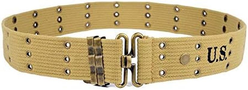 SMONT WW2 Gear Battle Belt Tactical MOLLE Duty WWII M1936 Webbing Smooth Canvas Combat Pistol Belt for Hunting Fishing, Shooting, Camping, Hiking Law Enforcement Duty Up To 58 Inches L