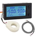 DROK Battery Monitor, Amp Volt Power Watt Meter DC 0-300V 200A STN LCD Display Panel Meter, Current Voltage Energy Capacity Ammeter Voltmeter Multimeter Gauge with Hall Sensor, 2.5m Shielde