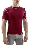 Sub Sports Dual Men's Compression Baselayer Short-Sleeved Top - Maroon, Small