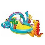 Intex Dinoland Play Center Inflatable Water Play Center, Assorted Model (with and without volcano), Multicoloured, 333x229x112 cm, 280 Litres