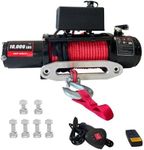 GarveeTech 13800 LBS Electric Vehicle Winch, Waterproof IP67 85 ft Red Synthetic Rope Truck Winch with Wireless Handheld Remote, 12V Power Winch for Towing UTV Off Road Vehicle