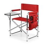 PICNIC TIME Sports Chair with Side Table, Beach Chair, Camp Chair for Adults, (Red)