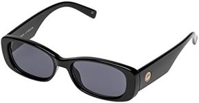 Le Specs Uni-Sex Unreal Shiny Black Rectangle Sunglasses