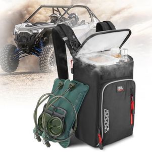 kemimoto Storage Bag Compatible with RZR, Updated Storage Center Shoulder Console Cargo Bag Between Seat Storage with Two Hydration Backpacks Compatible with Polaris RZR PRO XP/4， Can-Am Maverick