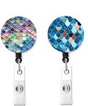 Retractable ID Badge Holder ID Badge Reels with Clip Retractable Badge Holder for Office Worker Doctor Nurse (Jewel 2-1)