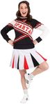 Fun Costumes Women's Deluxe Saturday Night Live Spartan Cheerleader Costume, SNL Cosplay Outfit, Women's Cheerleader Uniform XS Black