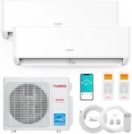 TURBRO 18,000 BTU Dual Zones Mini Split AC/Heating System, Ductless Multi Zones Inverter Mini Split Air Conditioner with Heat Pump, 22 SEER2, WiFi Enabled, Greenland (9K+12K), 230V