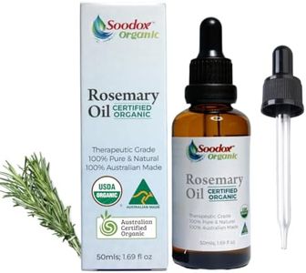 Soodox Certified Organic Rosemary Oil For Hair Growth 50mL | Therapeutic Grade | 100% Pure & Natural | 100% Australian Made | Glass Amber Bottle With Dropper