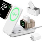 ESR Qi2 3 in 1 Wireless Charging Station,Travel for iPhone and Watch Charger Stand, Made for Apple Watch Certified, MagSafe Charger for iPhone 16/15/14/13/12, AirPods 4/3/2, Adjustable 2-Way, White