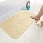 HOKIPO PVC Anti Slip Bath Tub Mat with Suction Cups (Beige, 46 x 78 cm)