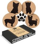 Yorkshire Terrier Lovers Cork Drink Coasters - Set of 4 Dog Coasters with Protective Bottom | Yorkshire Terrier Decor Coasters for Drinks| Great Gift Idea for Yorkshire Terrier Moms & Dads