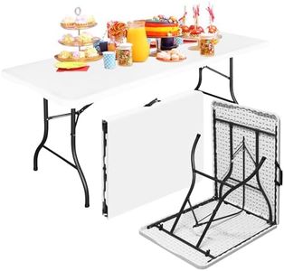 Bblife 6FT Folding Tables Heavy Duty Folding Table, Multi-Functional Fold up Table for Outdoor Camping Picnic Parties, Indoor Events White Training Table with 330lbs Static Weight Capacity