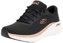 Skechers Women's Arch FIT 2.0 Glow The Distance Sneaker, Black, 8 UK