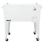 Permasteel PS-203-WHT-AM 80 Quart Portable Rolling Patio Cooler, White