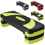 ACTIVE FOREVER Steppers for Exercise 3 Levels, Aerobic Step Board and 3 Height Adjustable 10cm/15cm/20cm, Non-Slip Fitness Stepper Equipment for Exercise Workout Home Office, 78×30 cm (Black Green)