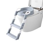 R for Rabbit Hiltop Step Stool Potty-Trainer Seat Ladder Step Up Training Stool Non-Slip Steps Ladder Adjustable Foldable for Kids Baby (Grey White)…