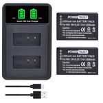 PowerTrust 2Pcs EN-EL20 EN EL20a Battery and Build-in USB Charger for Nikon Coolpix P1000, P950, 1 J1, 1 J2, 1 J3, 1 AW1, 1 V3, Coolpix A Camera