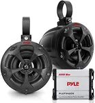 Pyle 800W Marine Speakers with Amplifier - 4" Waterproof Full Range Water Resistant Stereo Tower Speakers System with RCA, AUX, and MP3 Audio Input Cable for ATV, UTV, 4x4, Quad, Jeep, Boat